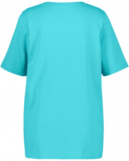 Ulla Popken Essential Square Neck Stretch Tee Deep Aqua - Pólók - 