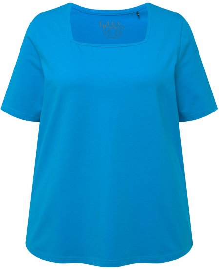 Ulla Popken Essential Square Neck Stretch Tee Sapphire Blue - Pólók - 