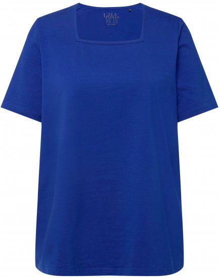 Ulla Popken Essential Square Neck Stretch Tee Cobalt Blue - Pólók - 