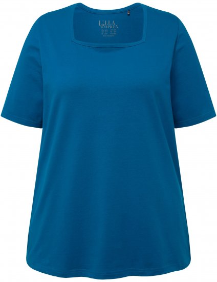 Ulla Popken Essential Square Neck Stretch Tee Medium Blue - Pólók - 