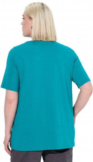 Ulla Popken Essential Square Neck Stretch Tee Green Emerald - Pólók - 