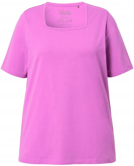 Ulla Popken Essential Square Neck Stretch Tee Cool Pink - Pólók - 