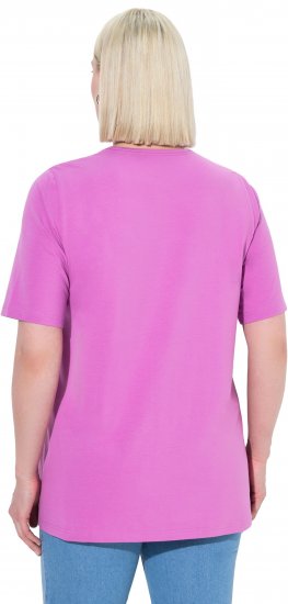 Ulla Popken Essential Square Neck Stretch Tee Cool Pink - Pólók - 