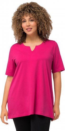 Ulla Popken Essential Square Neck Stretch Tee Fuchsia Pink - Pólók - 