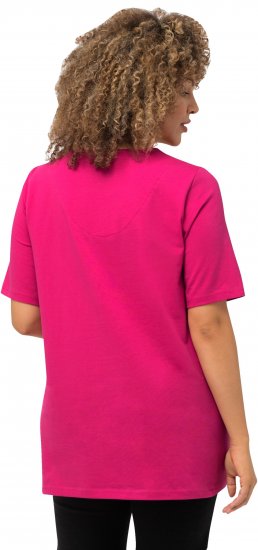 Ulla Popken Essential Square Neck Stretch Tee Fuchsia Pink - Pólók - 