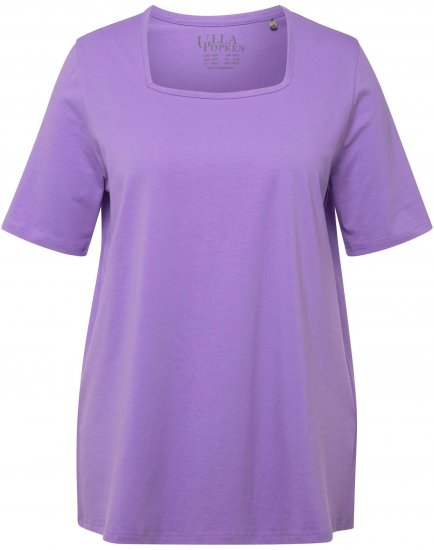 Ulla Popken Essential Square Neck Stretch Tee Pale Lilac - Pólók - 