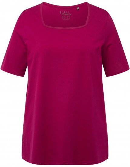 Ulla Popken Essential Square Neck Stretch Tee Magnolia Red - Pólók - 