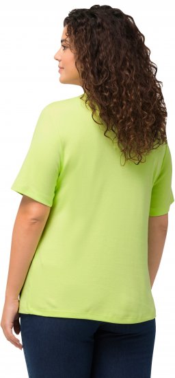Ulla Popken Double Layer Rounded V-Neck Slim Fit Tee Lime Green - Pólók - 