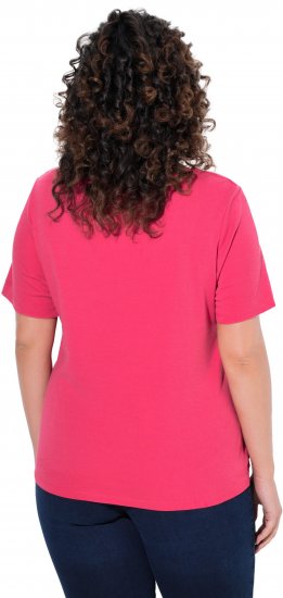 Ulla Popken Double Layer Rounded V-Neck Slim Fit Tee Dark Pink - Pólók - 