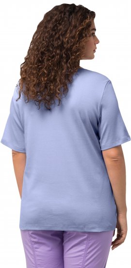 Ulla Popken Double Layer Rounded V-Neck Slim Fit Tee Pale Blue - Pólók - 