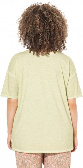Ulla Popken Cold Dye Ruffle Edge Pocket Tee Pistachio - Pólók - 