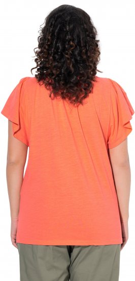 Ulla Popken Wing Sleeve V-Neck Tee Coral Pink - Pólók - 