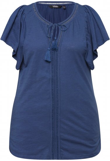 Ulla Popken Wing Sleeve V-Neck Tee Navy - Pólók - 