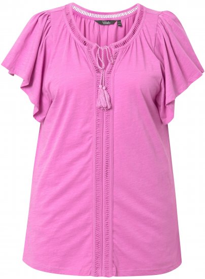 Ulla Popken Wing Sleeve V-Neck Tee Cool Pink - Pólók - 