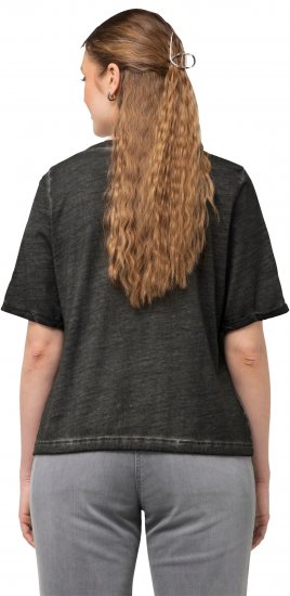Ulla Popken Cold Dyed Sweetheart Neckline Short Sleeve Tee Graphite Grey - Pólók - 