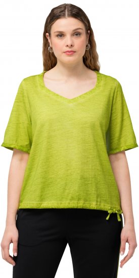 Ulla Popken Cold Dyed Sweetheart Neckline Short Sleeve Tee Apple Green - Pólók - 