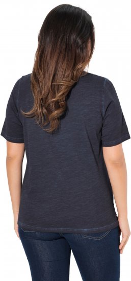 Ulla Popken Lace Trim Short Sleeve Tee Navy Blue - Pólók - 
