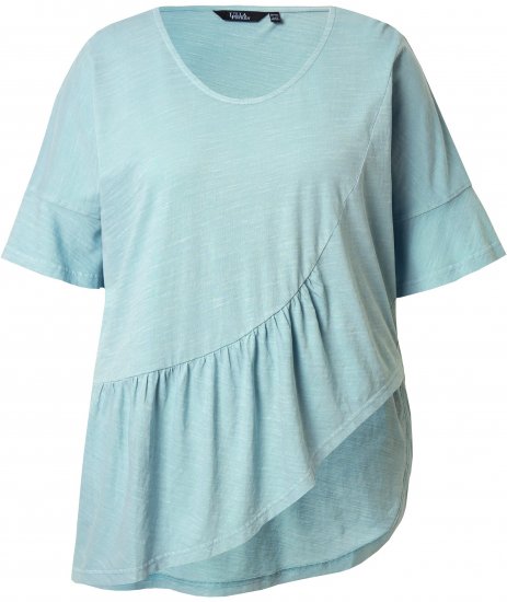 Ulla Popken Asymmetric Flounce Panel Short Sleeve Tee Light Moss Green - Pólók - 