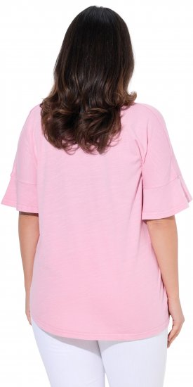 Ulla Popken Asymmetric Flounce Panel Short Sleeve Tee Pink - Pólók - 