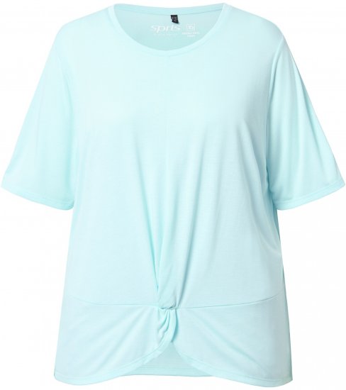 Ulla Popken Antibacterial Short Sleeve Draped Tee Light Turquiose - Pólók - 