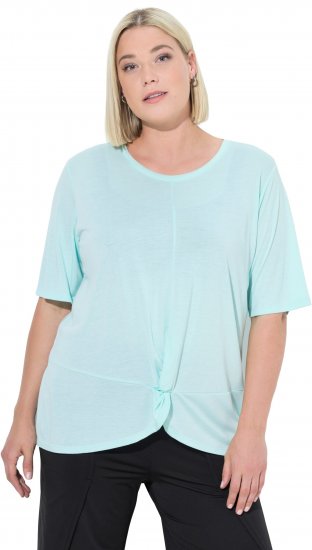 Ulla Popken Antibacterial Short Sleeve Draped Tee Light Turquiose - Pólók - 