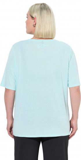 Ulla Popken Antibacterial Short Sleeve Draped Tee Light Turquiose - Pólók - 