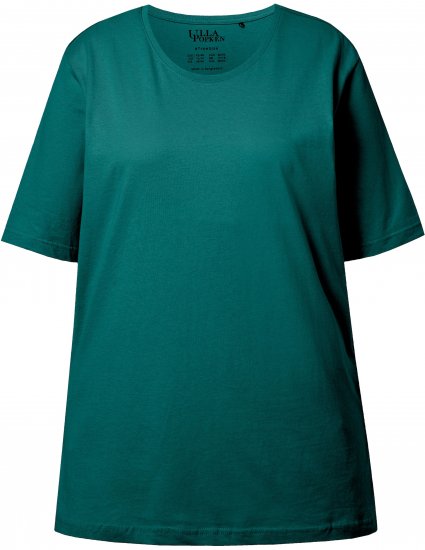 Ulla Popken Basic Round Neck Short Sleeve Relaxed Fit T-Shirt Teal Green - Pólók - 