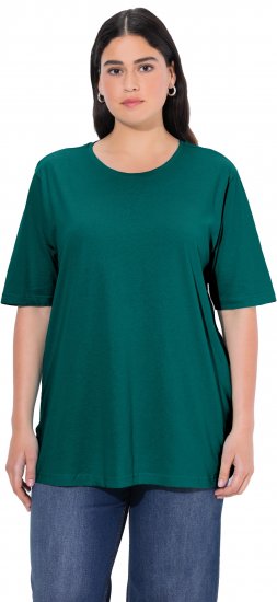Ulla Popken Basic Round Neck Short Sleeve Relaxed Fit T-Shirt Teal Green - Pólók - 