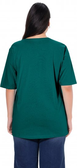 Ulla Popken Basic Round Neck Short Sleeve Relaxed Fit T-Shirt Teal Green - Pólók - 