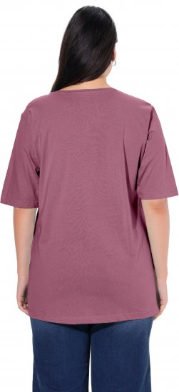Ulla Popken Basic Round Neck Short Sleeve Relaxed Fit T-Shirt Dark Rose Red - Pólók - 