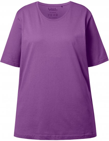 Ulla Popken Basic Round Neck Short Sleeve Relaxed Fit T-Shirt Purple - Pólók - 
