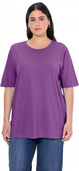 Ulla Popken Basic Round Neck Short Sleeve Relaxed Fit T-Shirt Purple - Pólók - 