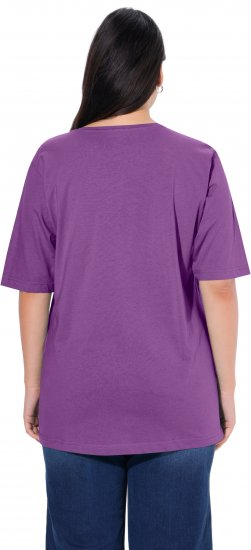 Ulla Popken Basic Round Neck Short Sleeve Relaxed Fit T-Shirt Purple - Pólók - 