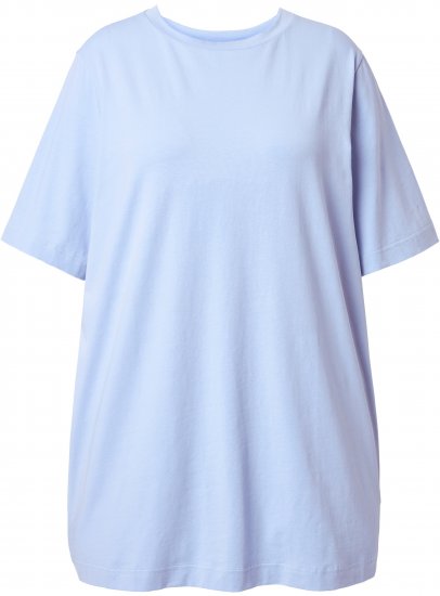 Ulla Popken Basic Round Neck Short Sleeve T-Shirt Light Blue - Pólók - 