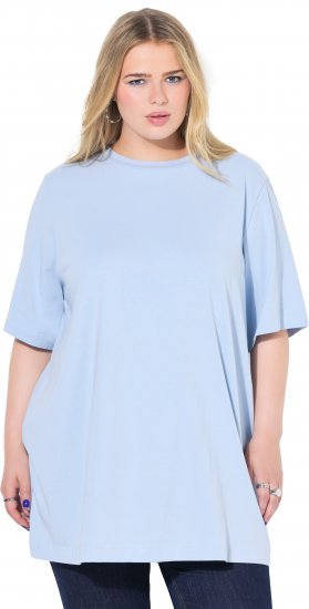 Ulla Popken Basic Round Neck Short Sleeve T-Shirt Light Blue - Pólók - 