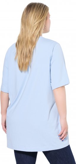 Ulla Popken Basic Round Neck Short Sleeve T-Shirt Light Blue - Pólók - 