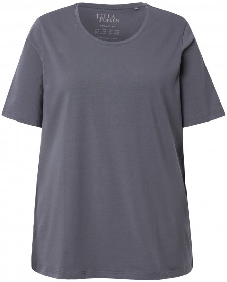 Ulla Popken Essential Round Neck Stretch Tee Graphite Grey - Pólók - 