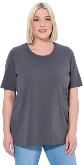 Ulla Popken Essential Round Neck Stretch Tee Graphite Grey - Pólók - 