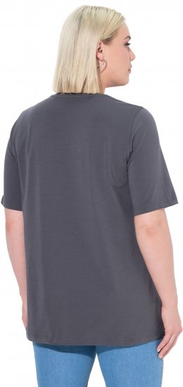 Ulla Popken Essential Round Neck Stretch Tee Graphite Grey - Pólók - 