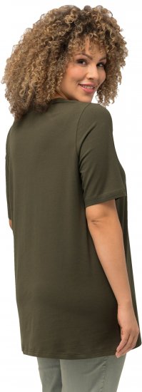 Ulla Popken Essential Round Neck Stretch Tee Forest Green - Pólók - 