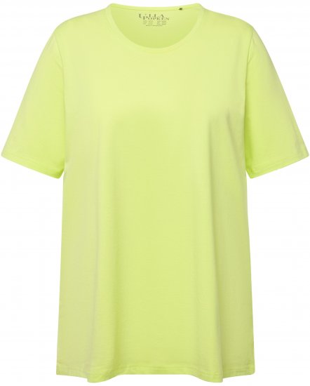 Ulla Popken Essential Round Neck Stretch Tee Lime Green - Pólók - 
