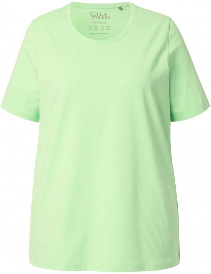 Ulla Popken Essential Round Neck Stretch Tee Light Green - Pólók - 