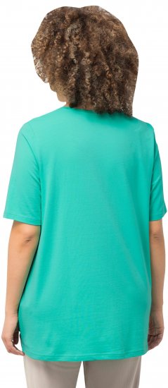 Ulla Popken Essential Round Neck Stretch Tee Turquoise - Pólók - 
