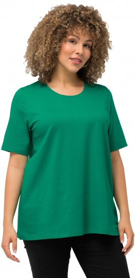 Ulla Popken Essential Round Neck Stretch Tee Emerald Green - Pólók - 