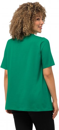Ulla Popken Essential Round Neck Stretch Tee Emerald Green - Pólók - 