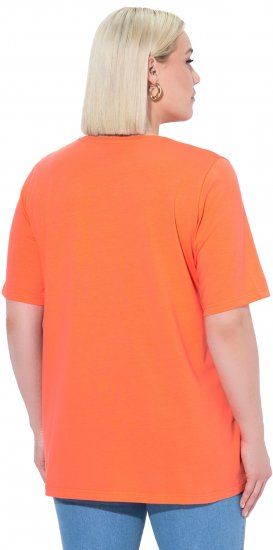 Ulla Popken Essential Round Neck Stretch Tee Coral Pink - Pólók - 
