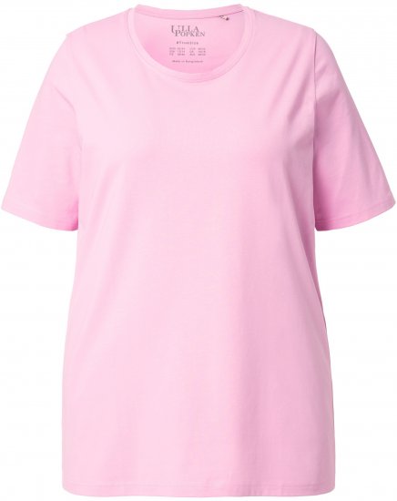 Ulla Popken Essential Round Neck Stretch Tee Pink - Pólók - 