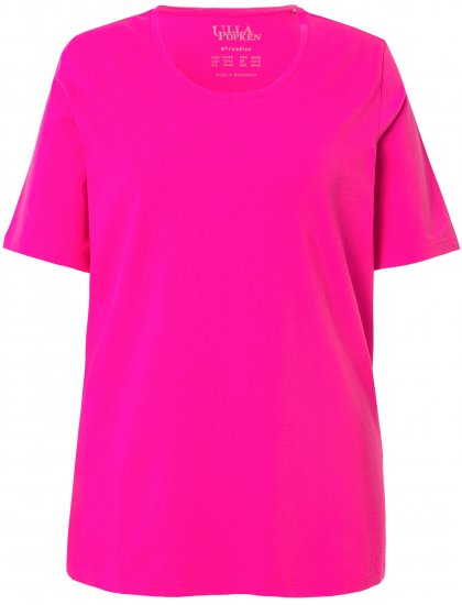 Ulla Popken Essential Round Neck Stretch Tee Magenta Pink - Pólók - 