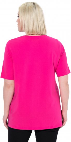 Ulla Popken Essential Round Neck Stretch Tee Magenta Pink - Pólók - 