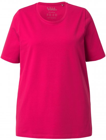 Ulla Popken Essential Round Neck Stretch Tee Dark Raspberry - Pólók - 
